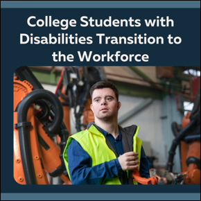 College Students with Disabilities Transition to the Workforce. Young man with down syndrome working in an industrial setting.  
										